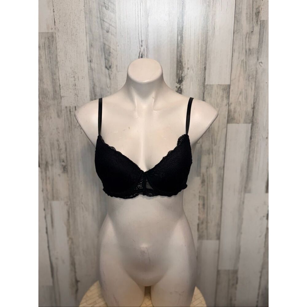 Just Be Black Lace Underwire Push-Up Bra – Size 34C